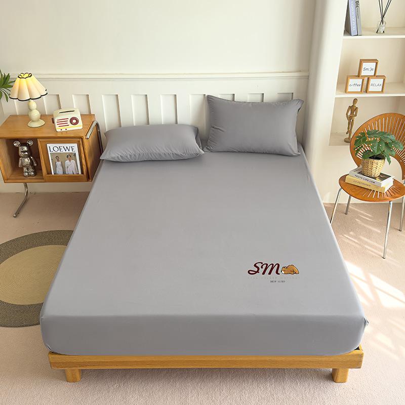 Однотонная матовая простыня на резинке, Моющийся защитный чехол, Наволочка, Простыня на резинке, Защитный чехол, Простыня на резинке с термопечатью 200 * 220 + 30cm (about 710g)